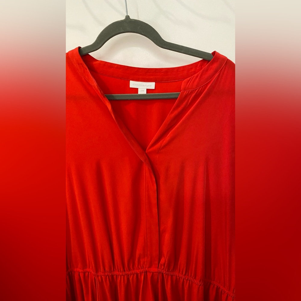 Charter Club Red Midi Sundress with Dolman Sleeves - Picture 3 of 7